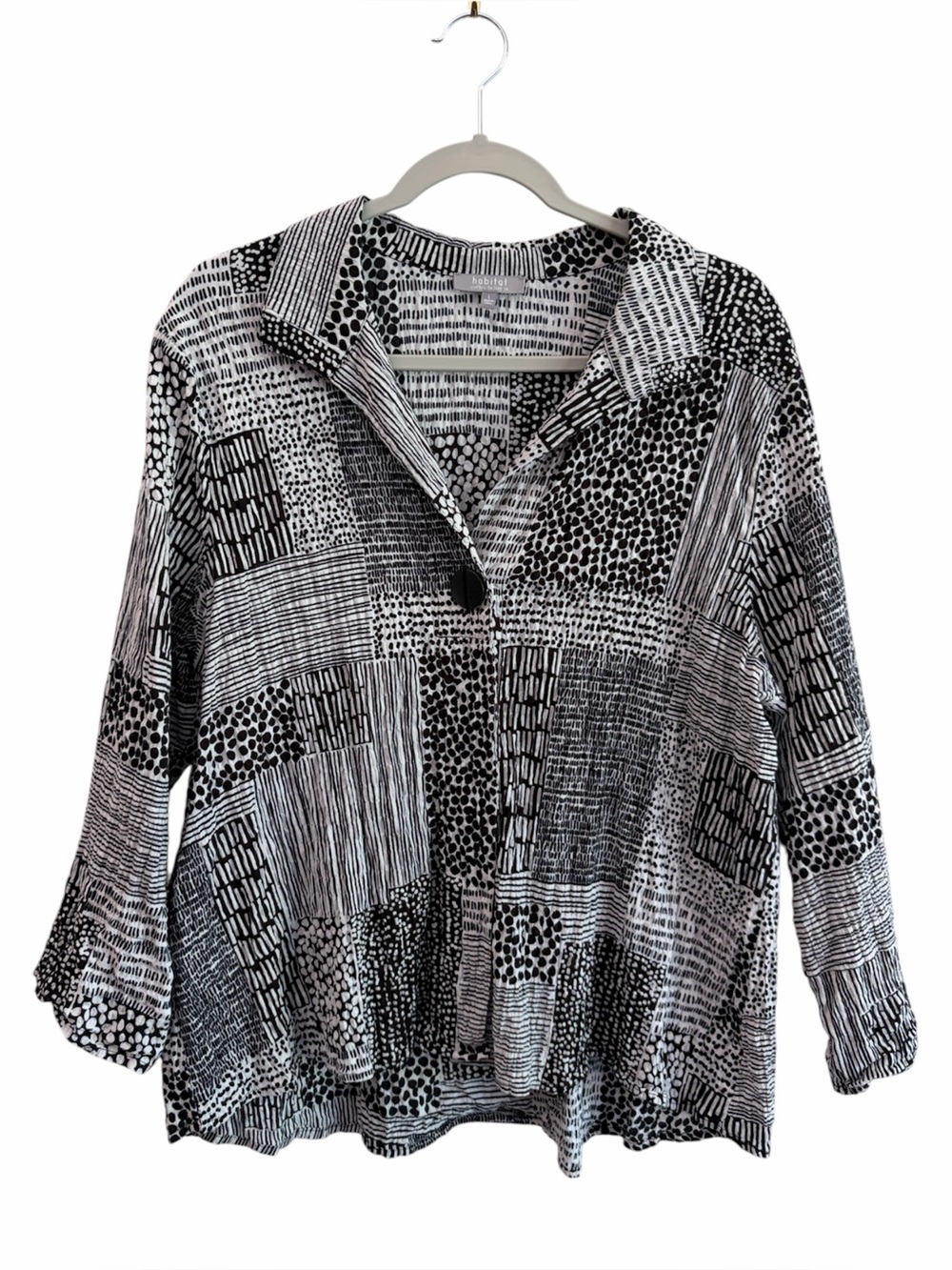 Habitat Retro Eclectic Button-Front Top 98% Cotton Size Large Artsy Educator
